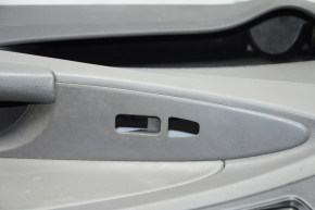 Door trim card front right Hyundai Sonata 11-14 dark gray with gray insert leather, armrest leather, black molding structure, scratches, worn overlay