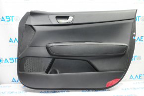 Door trim card front right Kia Optima 16-18 black with black insert leather, armrest leather, tears, scratches