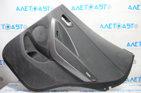 Door trim card rear right Hyundai Santa FE Sport 13-16 black with black insert plastic, armrest leather, scratch, bump