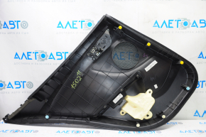 Door trim card rear right Hyundai Veloster 12-17 black with black insert plastic, armrest plastic, scratches