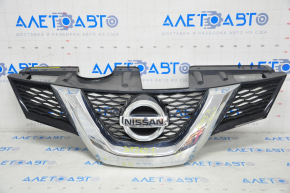 Radiator grill grill Nissan Rogue 14-15 without camera, with emblem, chips on chrome