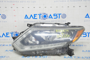 Headlight front left Nissan Rogue 14-16 bare, halogen, for polishing