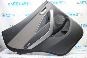 Door trim card rear left Hyundai Santa FE Sport 13-16 black with gray insert plastic, armrest leather
