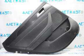 Door trim card rear left Hyundai Sonata 15-17 black with black insert leather, armrest leather, black molding structure, tears, scratches