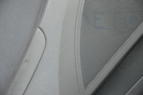 Door trim card rear left Hyundai Sonata 11-12 black with gray insert leather, armrest leather, black molding structure, scratches, bumps