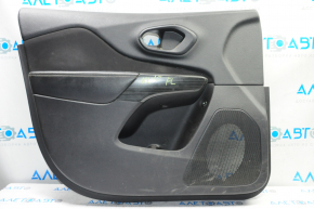 Door trim card front left Jeep Cherokee KL 14-18 black with black insert cloth, armrest leather