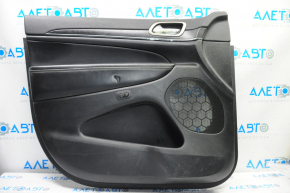 Door trim card front left Jeep Grand Cherokee WK2 14-17 black with black insert leather, leather armrest, white stitching, molding with chrome, under matt black wood, seat memory, backlight, butt, c