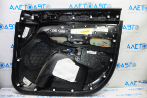 Door trim card front left Jeep Grand Cherokee WK2 14-17 black with black insert leather, leather armrest, white stitching, molding with chrome, under matt black wood, seat memory, backlight, butt, c