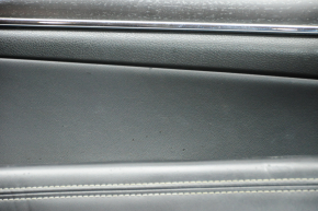 Door trim card front left Jeep Grand Cherokee WK2 14-17 black with black insert leather, armrest leather, white stitching, molding with chrome, under mat black wood, seat memory, backlight, scratches