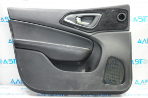 Door trim card front left Chrysler 200 15-17 black with black insert leather, armrest leather, molding under wood black gloss, dent, for dry cleaning, scratches