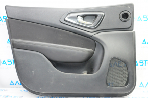 Door trim card front left Chrysler 200 15-17 black with black insert cloth, armrest leather, molding under the tree black structure, scratches