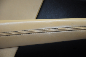 Door trim card front left Dodge Journey 11-18 black with dark beige insert leather, armrest leather, black stitching, tears, for dry cleaning, pokes