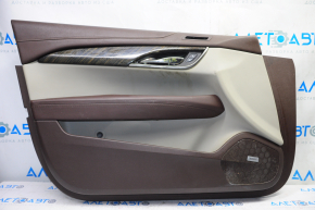 Door trim card front left Cadillac ATS 13- brown with gray insert leather, armrest leather, molding under wood gloss, under seat memory, BOSE, bumps, cracks