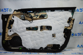 Door trim card front left Cadillac ATS 13- brown with gray insert leather, armrest leather, molding under wood gloss, under seat memory, BOSE, bumps, cracks