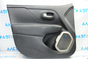 Door trim card front left Jeep Renegade 15-19 black with black insert plastic, armrest leather, scratches