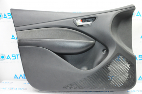 Door trim card front left Dodge Dart 13-14 black with dark gray insert cloth, armrest leather, with gas tank flap release button, scratches