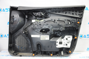 Door trim card front left Dodge Dart 13-14 black with dark gray insert cloth, armrest leather, with gas tank flap release button, scratches