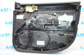 Door trim card front left Jeep Compass 11-16 black with black insert leather, armrest leather, white stitching, tears