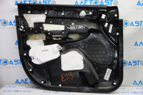 Door trim card front right Jeep Grand Cherokee WK2 14-17 black with black insert leather, armrest leather, black stitching, molding under black wood gloss, backlight, butt, scratches