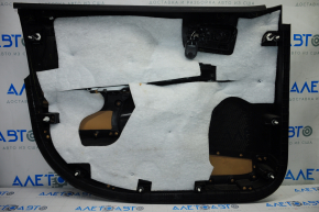 Door trim card front right Dodge Journey 11-18 black with dark beige insert leather, armrest leather, black stitching, burnt