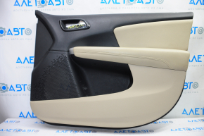 Door trim card front right Dodge Journey 11-18 black with light beige insert leather, armrest leather, beige stitching