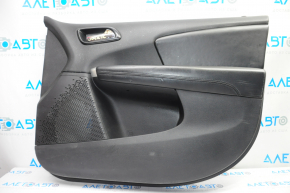 Door trim card front right Dodge Journey 11-18 black with black insert leather, armrest leather, black stitching, scratches, bumps