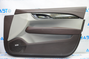 Door trim card front right Cadillac ATS 13- brown with gray insert leather, armrest leather, molding under wood gloss, BOSE, butts