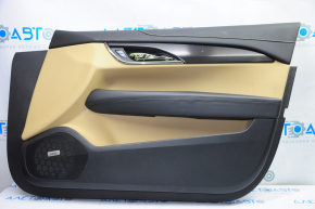 Door trim card front right Cadillac ATS 13- black with beige insert leather, armrest leather, molding black scratch gloss, BOSE