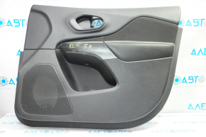 Door trim card front right Jeep Cherokee KL 14-18 black with black insert cloth, armrest leather, scratches