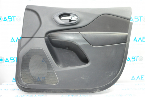 Door trim card front right Jeep Cherokee KL 14-18 black with black insert cloth, armrest leather, scratch