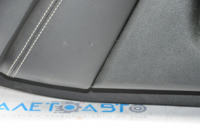 Door trim card rear left Jeep Grand Cherokee WK2 14-17 black with black insert leather, armrest leather, white stitching, molding with chrome, under matt black wood, butts