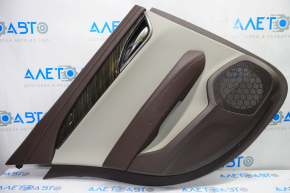 Door trim card rear left Cadillac ATS 13- brown with gray insert leather, armrest leather, molding under wood gloss, butts
