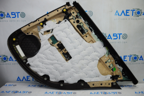 Door trim card rear left Cadillac ATS 13- brown with gray insert leather, armrest leather, molding under wood gloss, butts