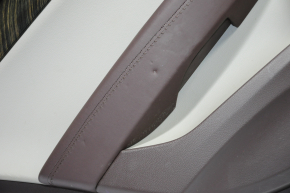 Door trim card rear left Cadillac ATS 13- brown with gray insert leather, armrest leather, molding under wood gloss, butts