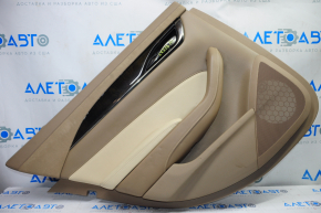 Door trim card rear left Cadillac CTS 14- brown with beige insert leather, armrest leather, upper insert suede, molding under wood gloss, backlight, pokes, tears