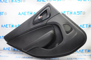 Door trim card rear left Chrysler 200 15-17 black with black insert leather, armrest leather, blue stitching, molding handle black, butt