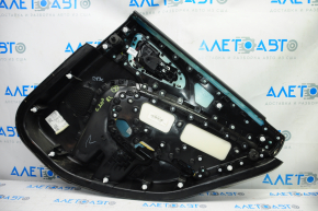 Door trim card rear left Chrysler 200 15-17 black with black insert leather, armrest leather, blue stitching, molding handle black, butt