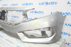 Front bumper bare Honda Civic X FC 16-19 silver, pressed, tear, scratches
