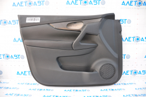 Door trim card front left Nissan Rogue 14-16 black, dark insert, worn