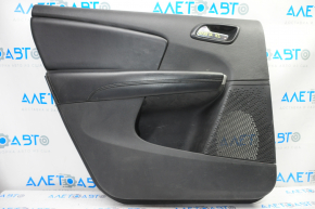 Door trim card rear left Dodge Journey 11-19 black with black insert leather, armrest leather, black stitching, scratches