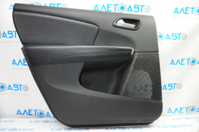 Door trim card rear left Dodge Journey 11-19 black with black insert leather, armrest leather, black stitching, scratches, bumps