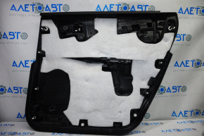 Door trim card rear left Dodge Journey 11-19 black with black insert leather, armrest leather, black stitching, scratches, bumps