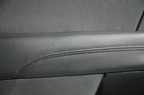 Door trim card rear left Dodge Journey 11-19 black with black insert leather, armrest leather, black stitching, scratches, bumps