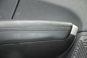 Door trim card rear left Dodge Journey 11-19 black with black insert leather, armrest leather, black stitching, scratches, bumps