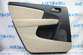 Door trim card rear left Dodge Journey 11-19 black with light beige insert leather, armrest leather, beige stitching
