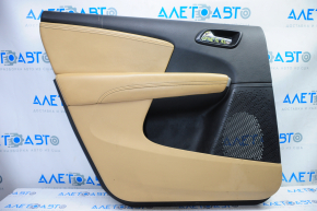 Door trim card rear left Dodge Journey 11-19 black with dark beige insert leather, armrest leather, black stitching, scratch