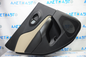 Door trim card rear left Jeep Cherokee KL 14-18 black with beige insert cloth, armrest leather, scratches, tears