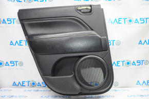 Door trim card rear left Jeep Compass 11-16 black with black insert leather, armrest leather, white stitching, cut, scratches