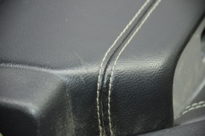 Door trim card rear left Jeep Compass 11-16 black with black insert leather, armrest leather, white stitching, cut, scratches