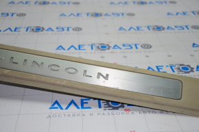 Door sill trim front right Lincoln MKZ 13-16 chrome with backlight beige, scratches